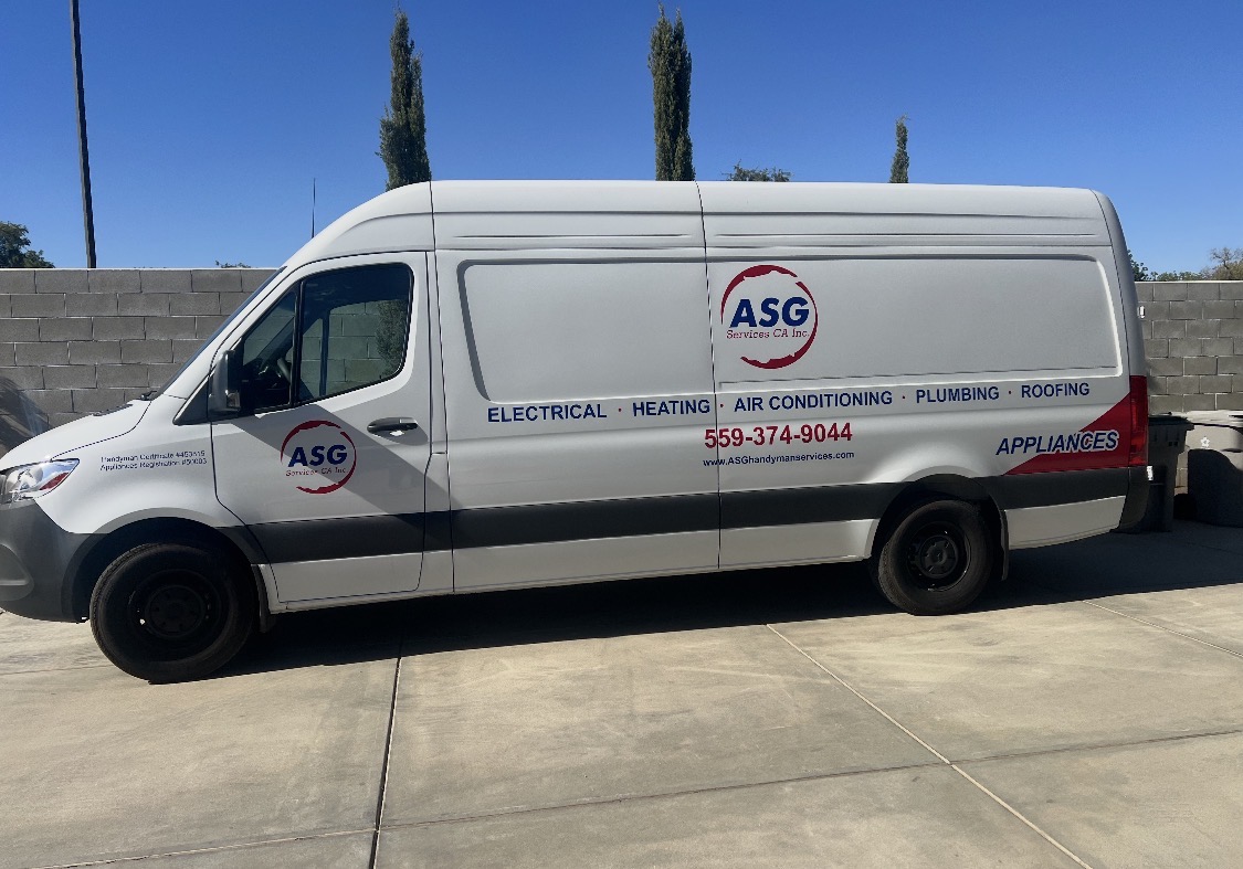 ASG Services CA Inc. branded service van in Fresno and Clovis
